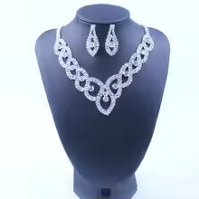 StoneFans Women Luxury Wedding Prom Bridal Crystal Rhinestone Necklace Earring Jewelry Set Hot New Trendy Rhinestone Jewellery