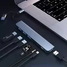 8 in 2 USB +Type C HUB Docking Station with 3.5mm Audio Jack Adapter Micro SD Card Reader Laptop Tablet Phone Disk Converter